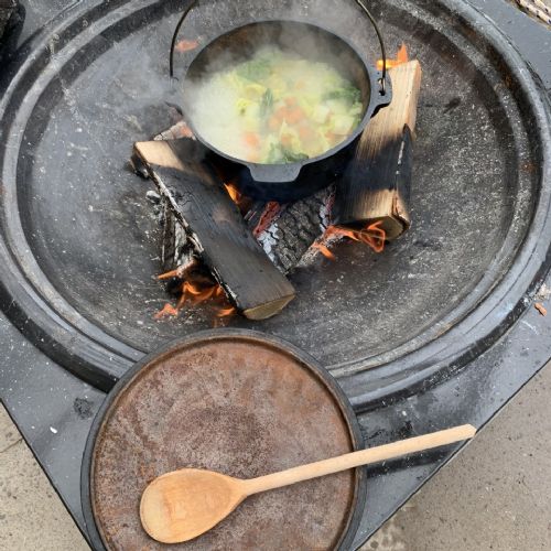 Autumn Vegetable Soup on the Fire Pit